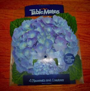 Pimpernel TableMates Hydrangea Vinyl Placemats & Coasters Set 8 Made in England
